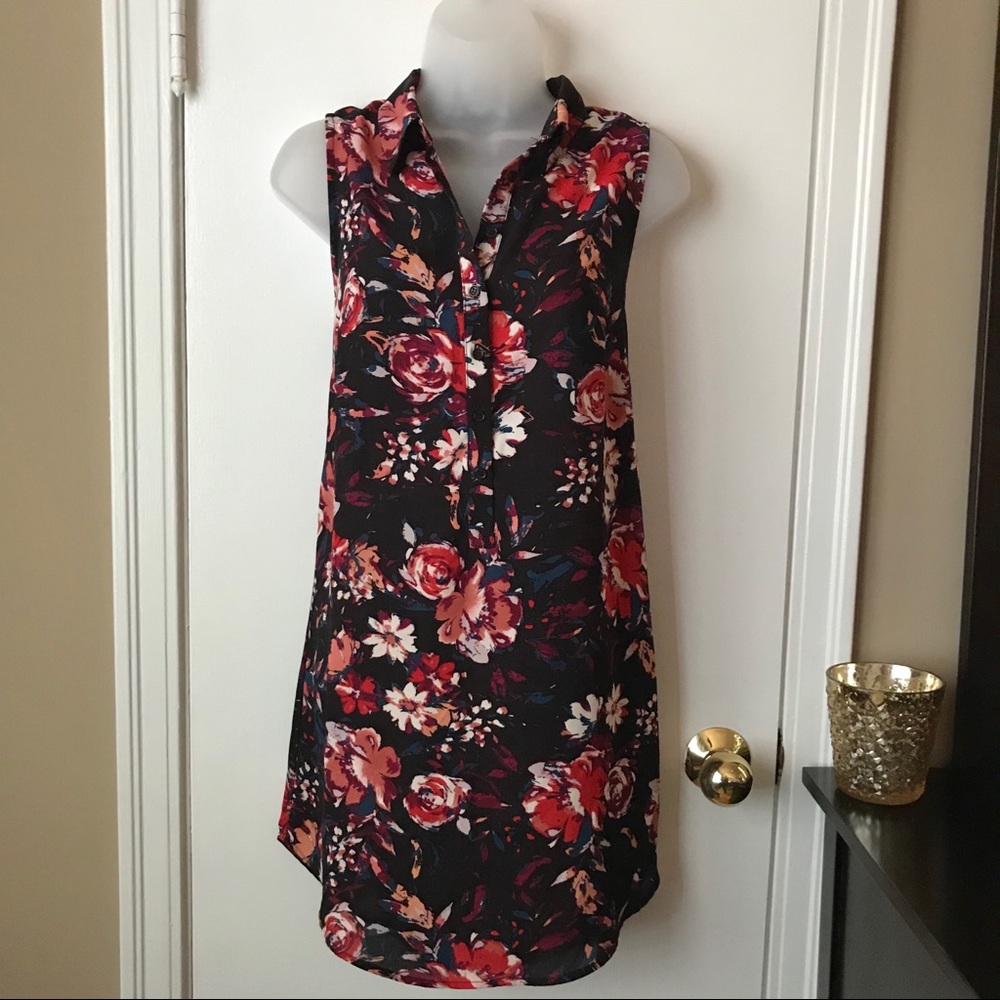 Philosophy Tunic Blouse Sheer Button Up